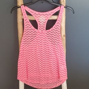 pink sheer chevron print racerback tank top by the brand SO. Small NWT